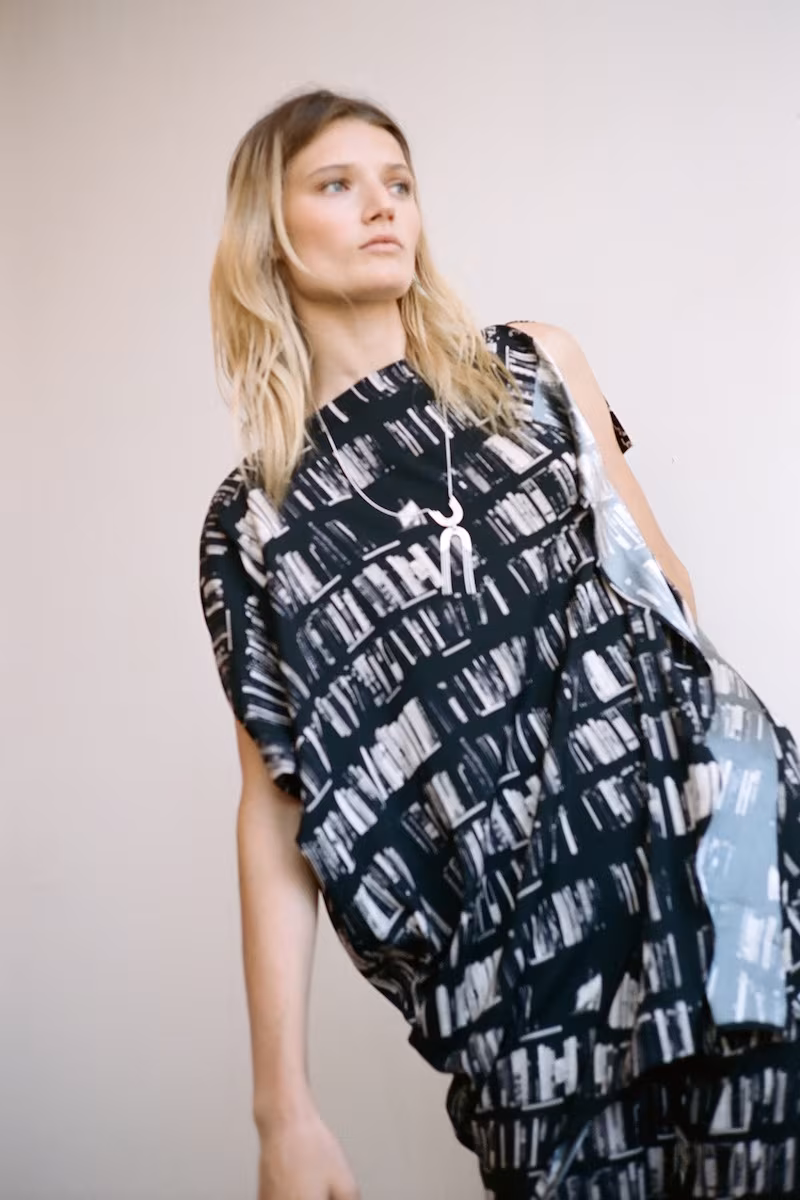 Zero + Maria Cornejo IQ Book-Print Stretch-Silk Tunic