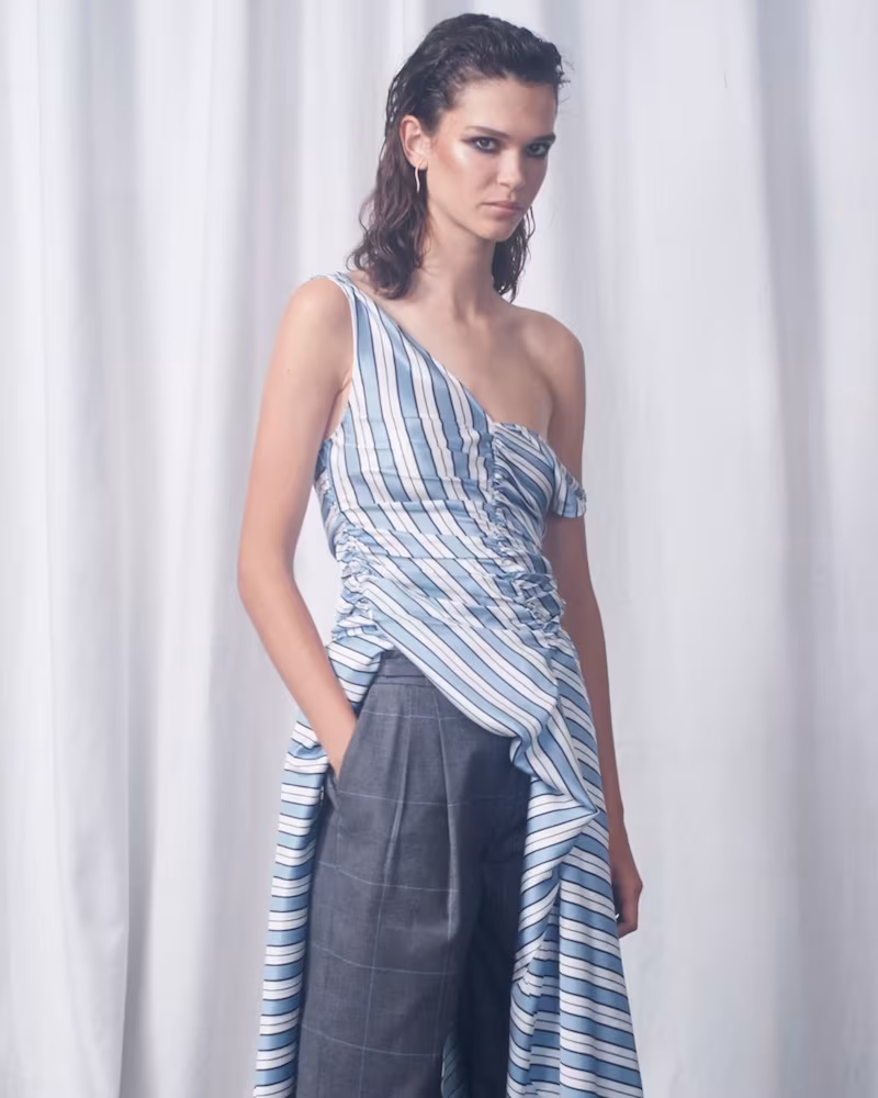 Attico Penelope V-Neck Striped Dress