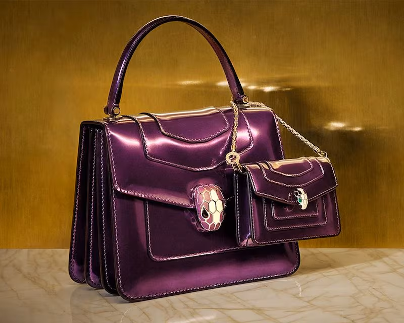 Bulgari Serpenti Forever Metallic-Leather Shoulder Bag