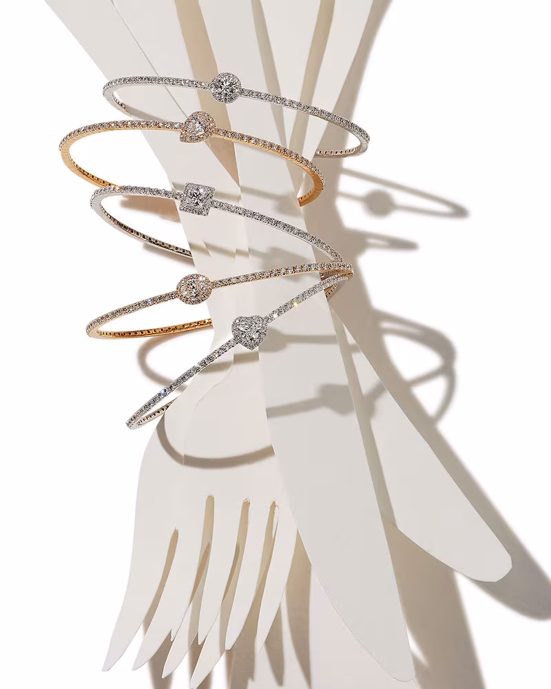 Crivelli 18K White Gold Princess-Shaped Diamond Station Bracelet