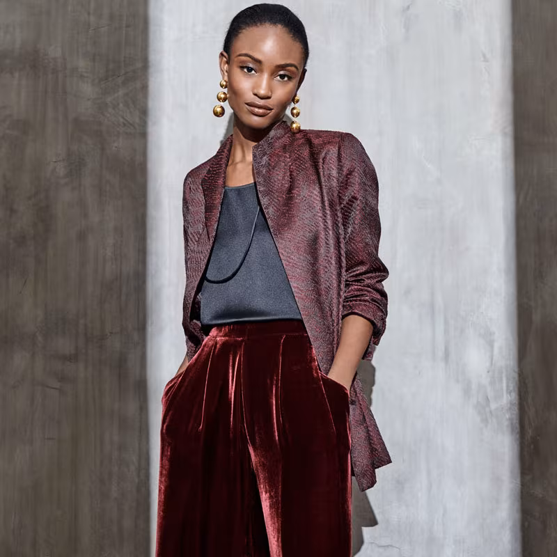 Eileen Fisher Silk-Blend Jacquard Wave Jacket