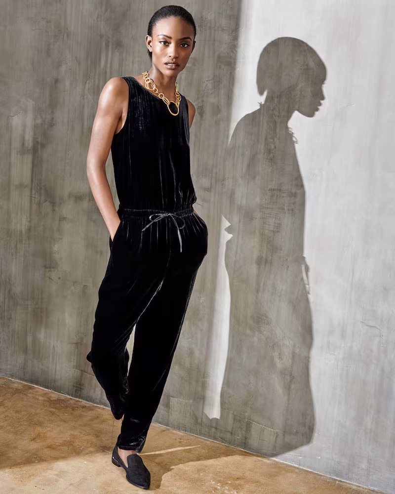 Eileen Fisher Silky Velvet Jogger Jumpsuit