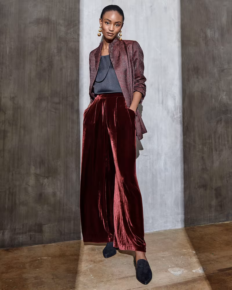 Eileen Fisher Velvet Wide-Leg Pants 