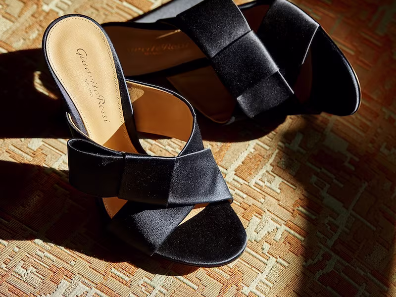 Gianvito Rossi Satin Bow Mules