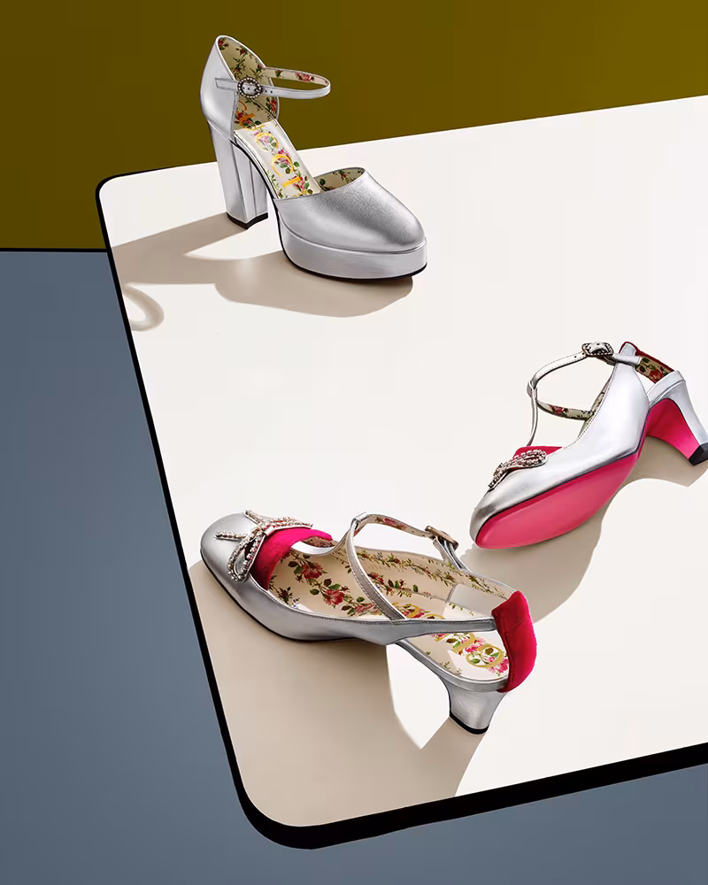 Gucci Agon Leather Mary Jane Pumps