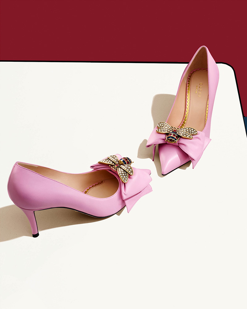 Gucci Queen Margaret Leather Pumps in Pink