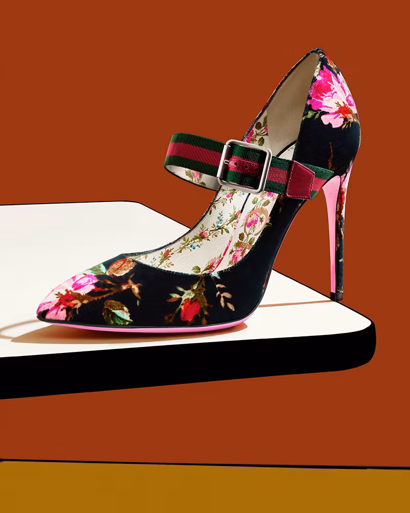 Gucci Sylvie Velvet Mary Jane Pumps
