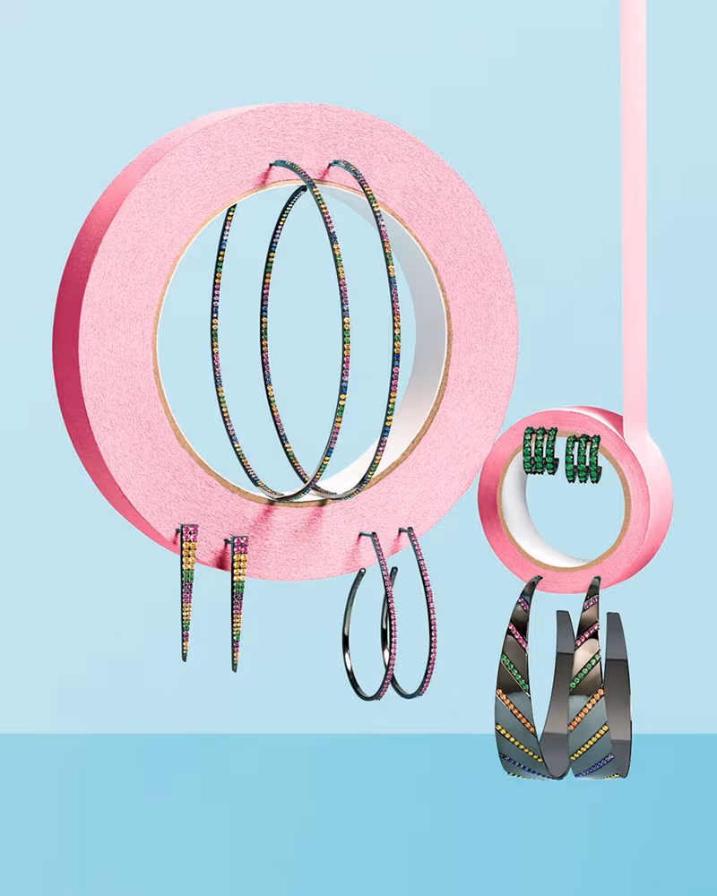 LANA Electric Rainbow Sapphire Oval Hoop Earrings