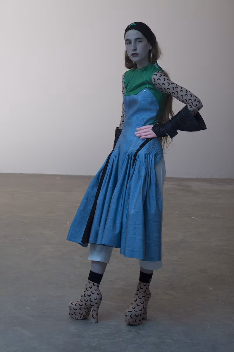 Marine Serre Pleated Moiré Dress