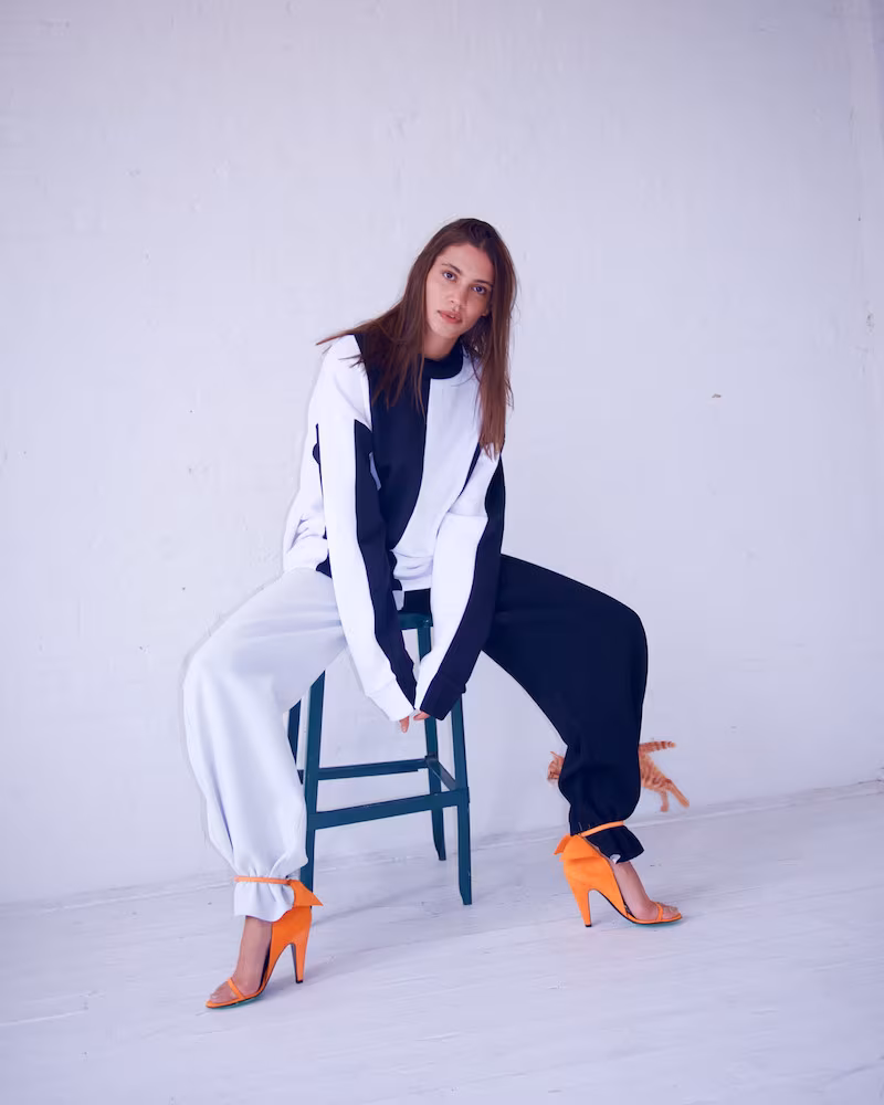 Marques'Almeida Black & White Contrast Boyfriend Trousers
