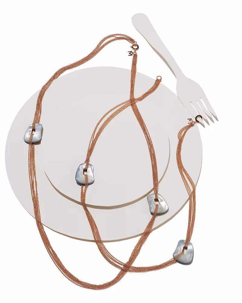 Mattioli Puzzle Six-Strand Mother-of-Pearl Necklace in 18K Rose Gold
