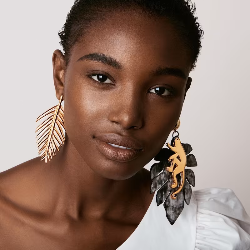 Oscar de la Renta Palm Leaf-Drop Earrings