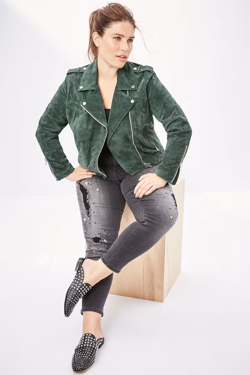 REBEL WILSON X ANGELS Suede Moto Jacket