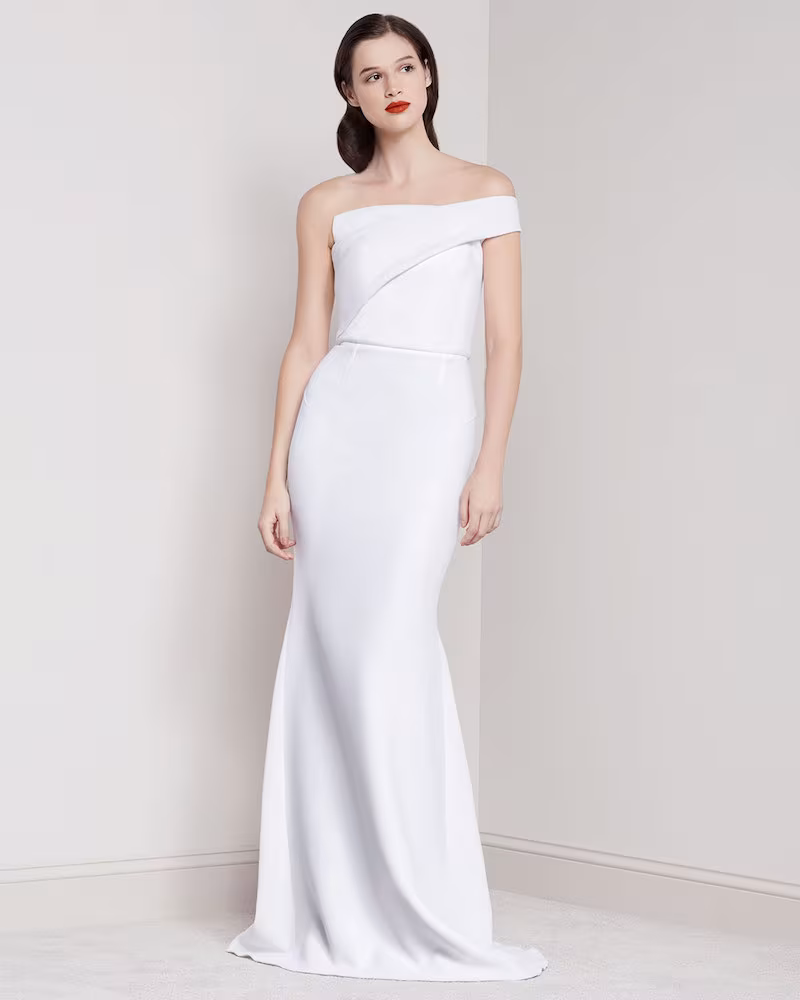 Roland Mouret Lockton One-Shoulder Crepe Gown