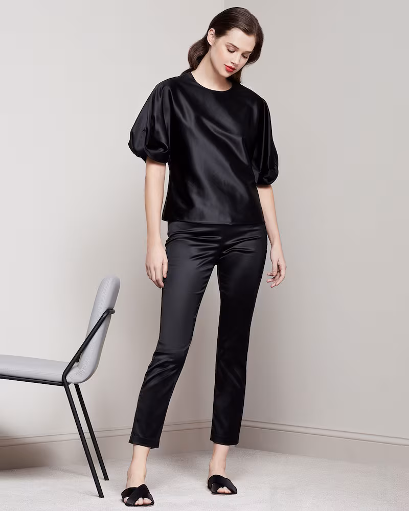 Rosetta Getty Satin Straight-Leg Trousers