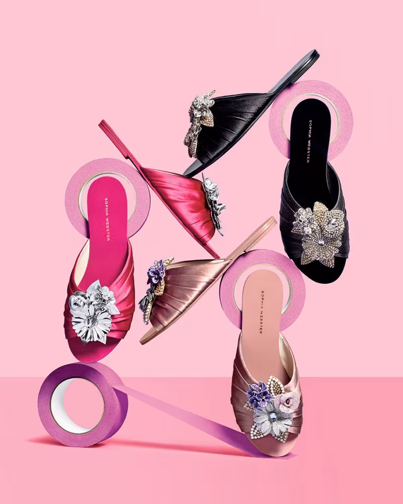 Sophia Webster Lilico Crystal Ruched Satin Slide Sandal