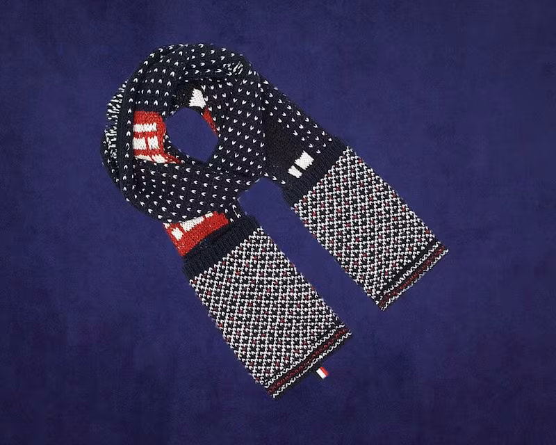 Thom Browne London-Jacquard Wool-Blend Scarf