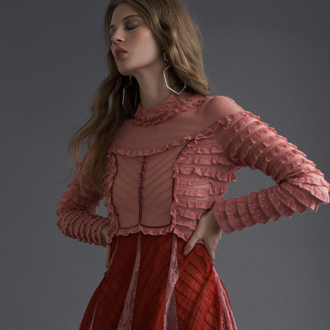 Valentino Ruffled High-Neck Cotton-Organdy Dress