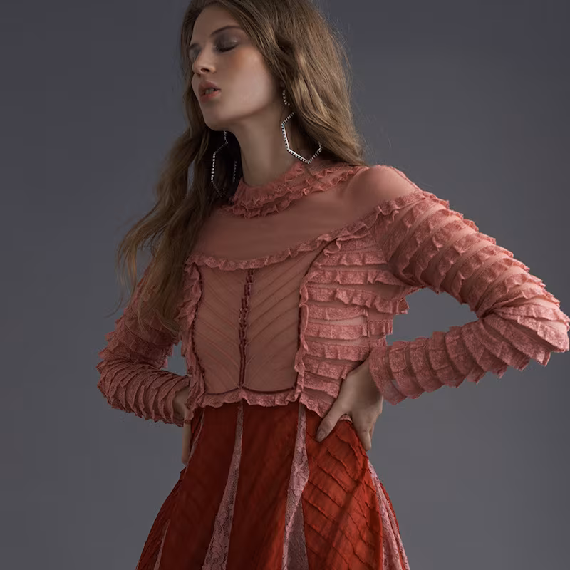Valentino Ruffled High-Neck Cotton-Organdy Dress