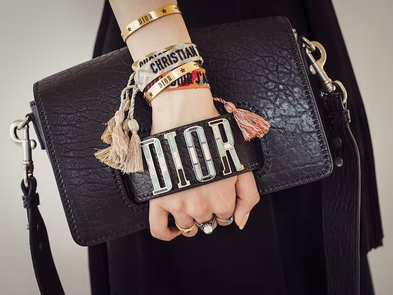 Dior Diorevolution Canyon Grained Lambskin Handbag with Mosaic Motif Charms