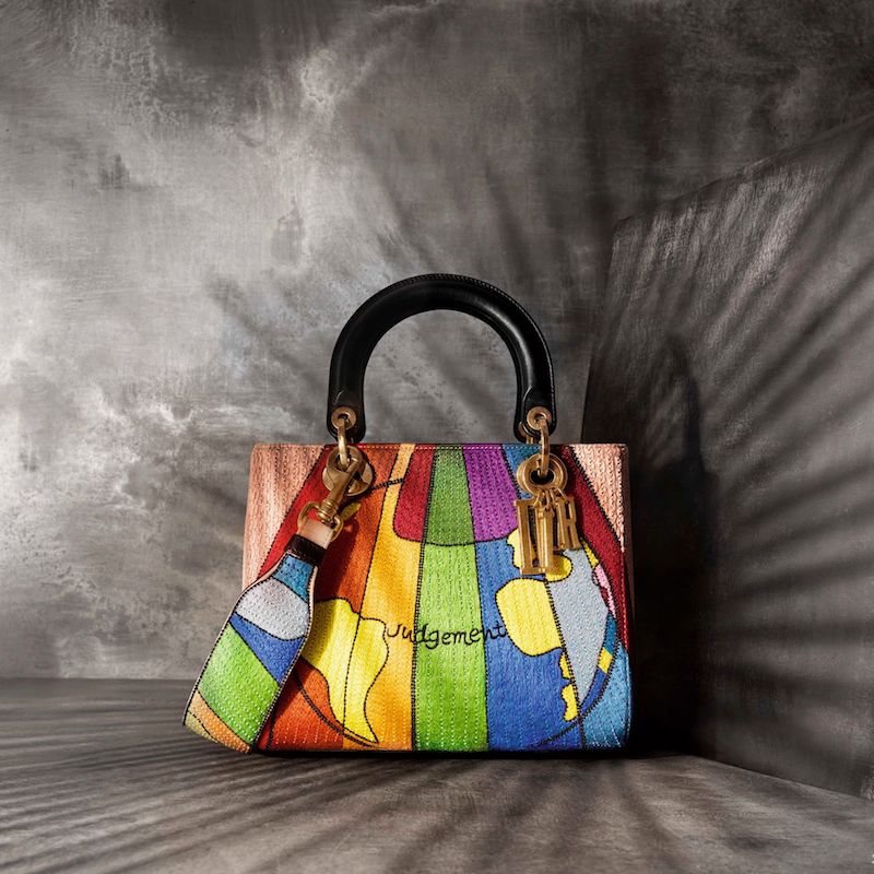 Dior Lady Dior "Judgement" Embroidered Motherpeace Handbag
