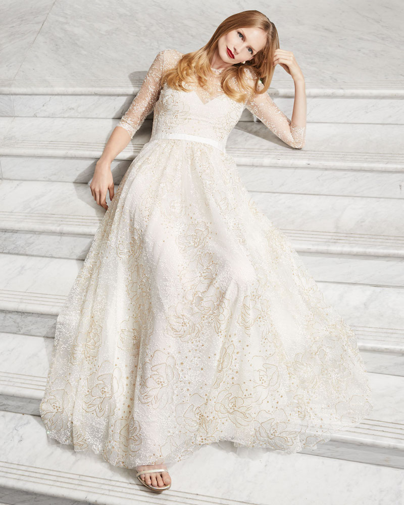 Marchesa Notte Glitter Tulle Sweetheart Illusion Gown