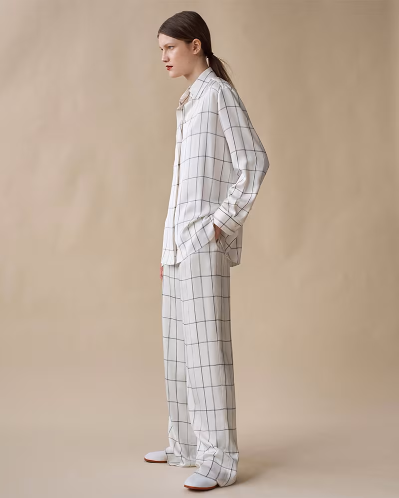 The Row Wendel Checked Silk Tapered Pants