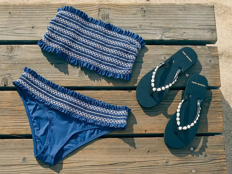 Tory Burch Jeweled Thin Flip Flops