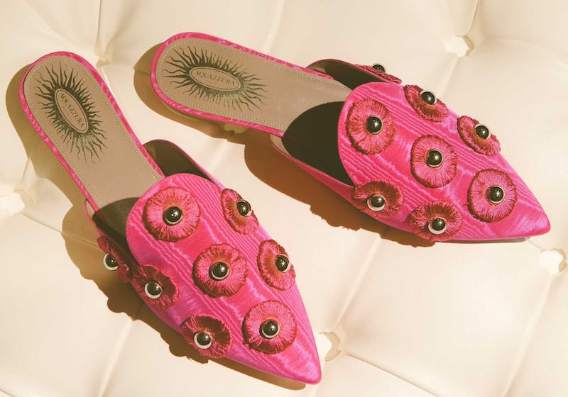 Aquazzura Sunflower Embellished Faille Slipper Shoes