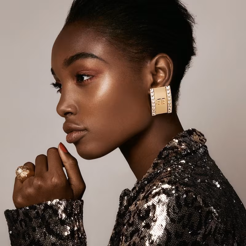 Balenciaga Logo Licence Crystal Single Earring