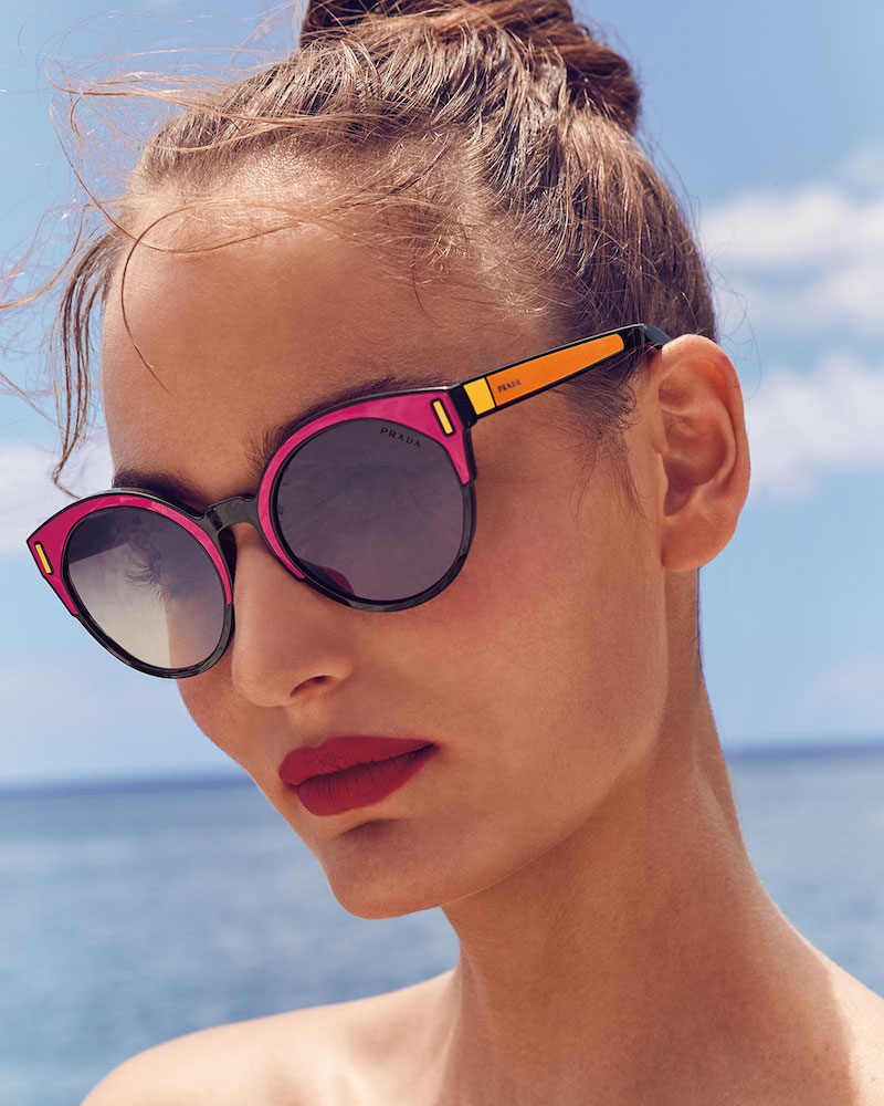 Prada Round Colorblock Mirrored Sunglasses