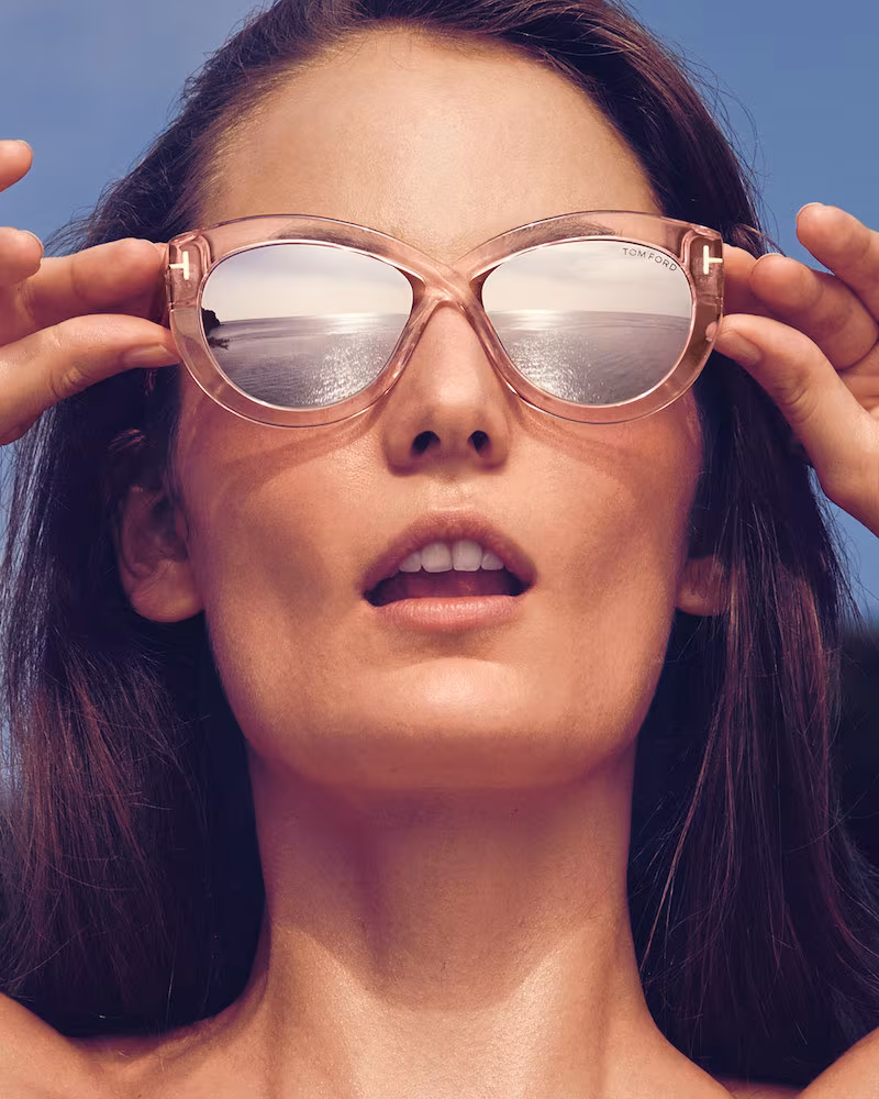 TOM FORD Diane Transparent Acetate Butterfly Sunglasses