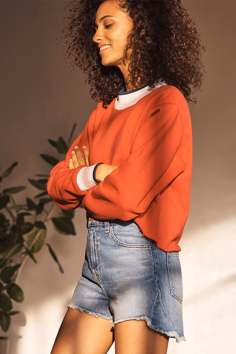 Twenty Tees Varsity Ringer Cropped Sweatshirt