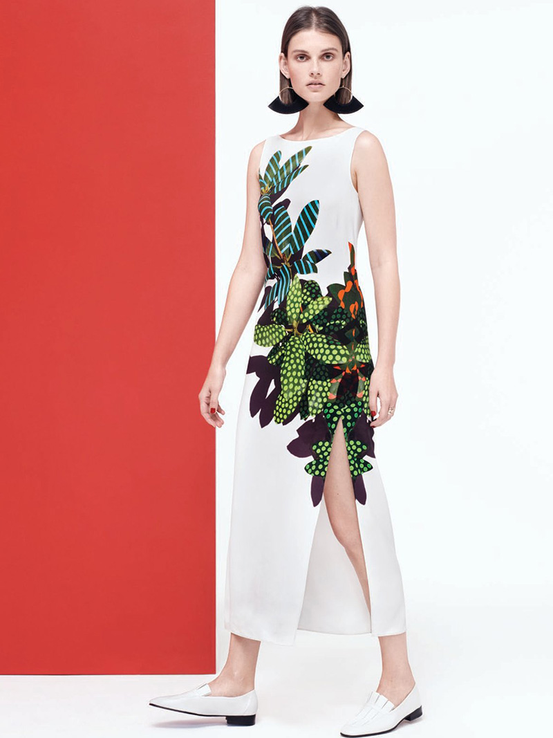 Akris punto Tropical Leaf-Print Maxi Dress
