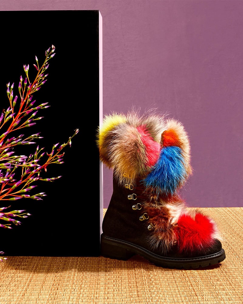 Barneys New York Fur-Trimmed Nubuck Ankle Boots