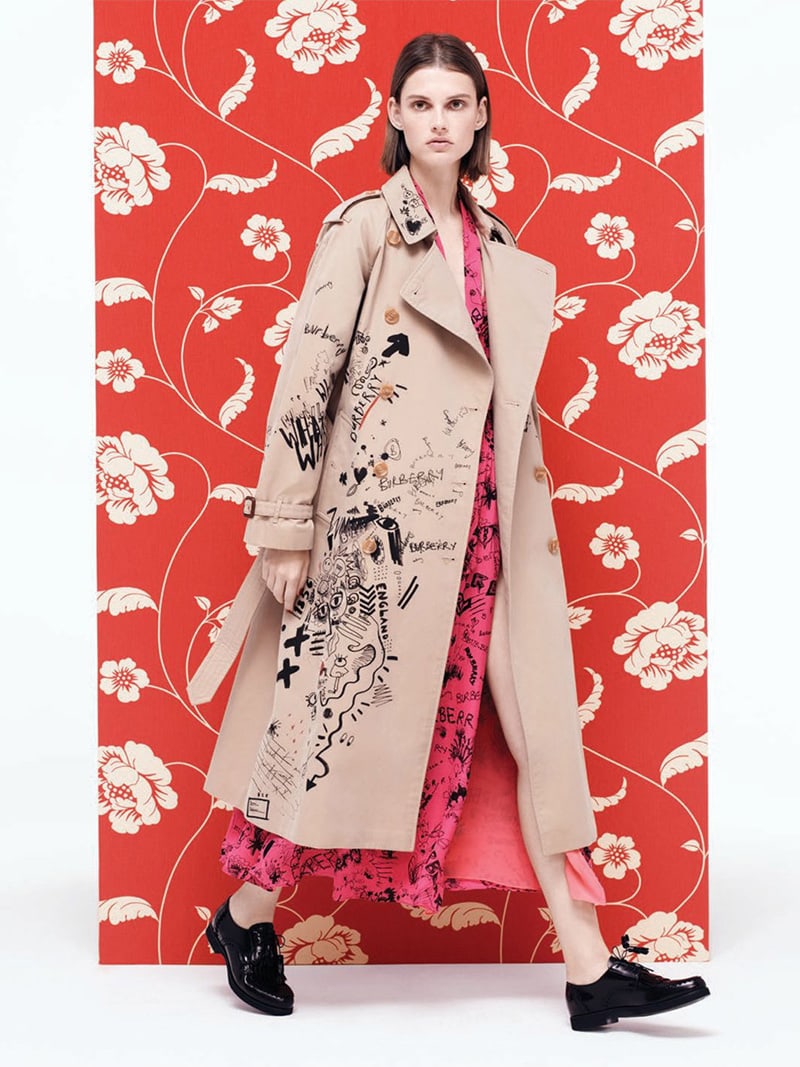 Burberry Doodle-Print Cotton Trench Coat