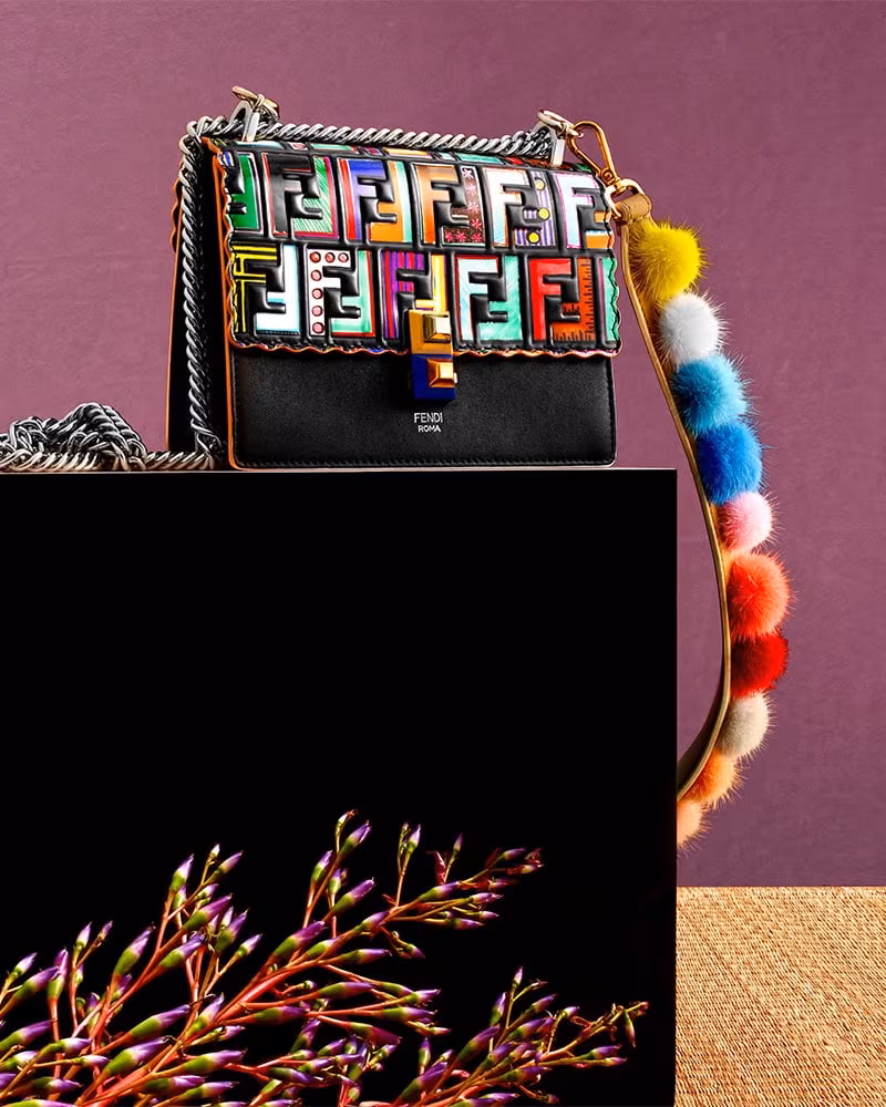 Fendi Kan I Leather Shoulder Bag