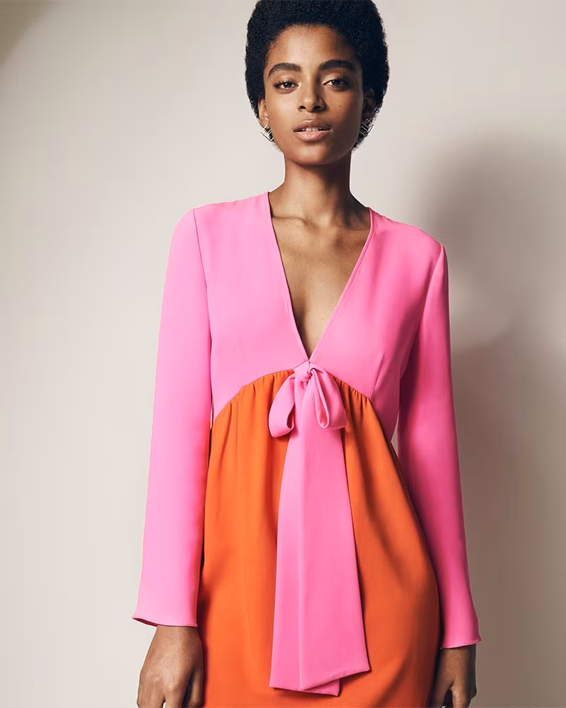 Lisa Perry Colorblocked Crepe Sheath Dress