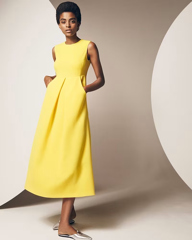 Lisa Perry Wool Crepe Midi-Dress