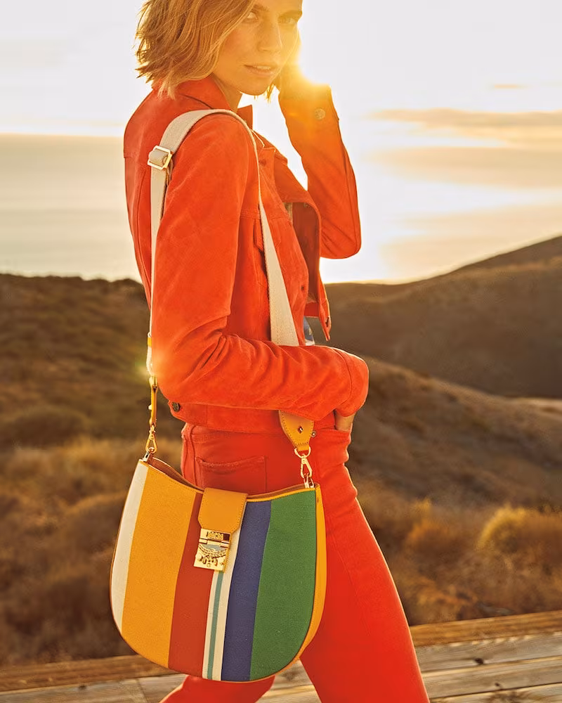 MCM Patricia Rainbow Canvas Hobo Bag