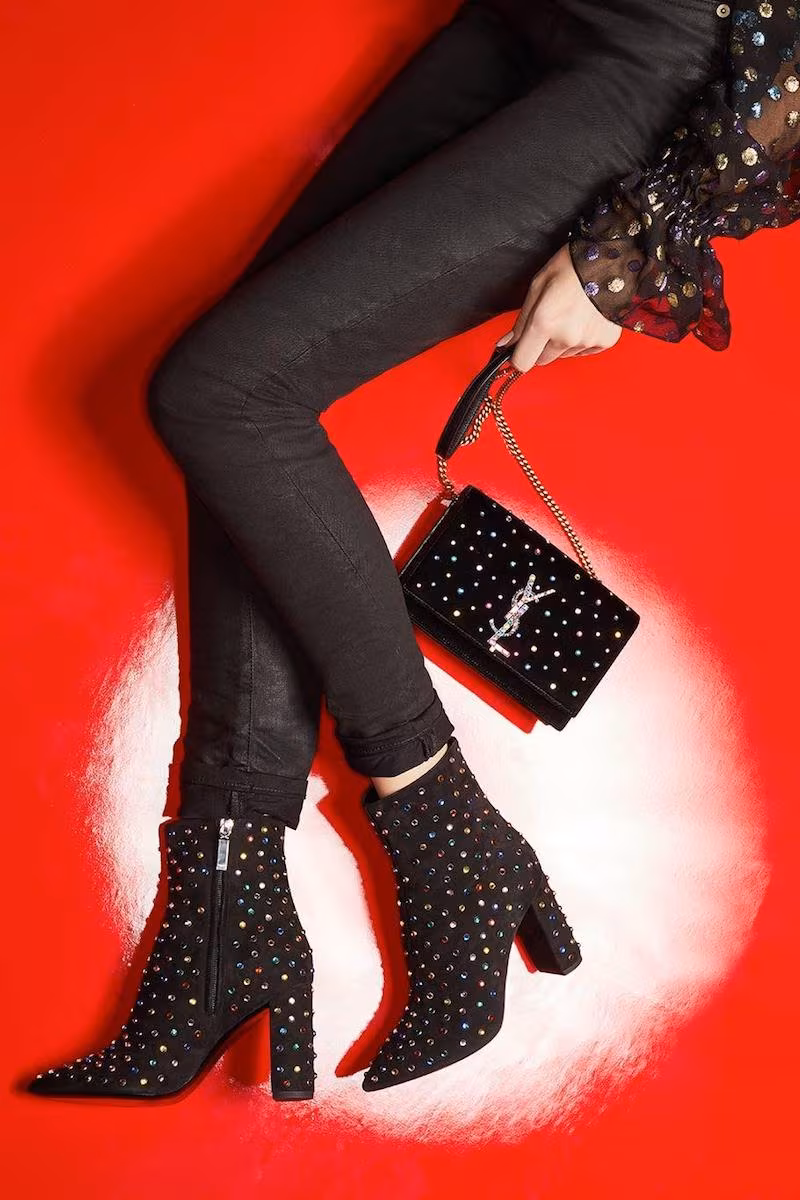Saint Laurent Betty Multicolor Stud Bootie