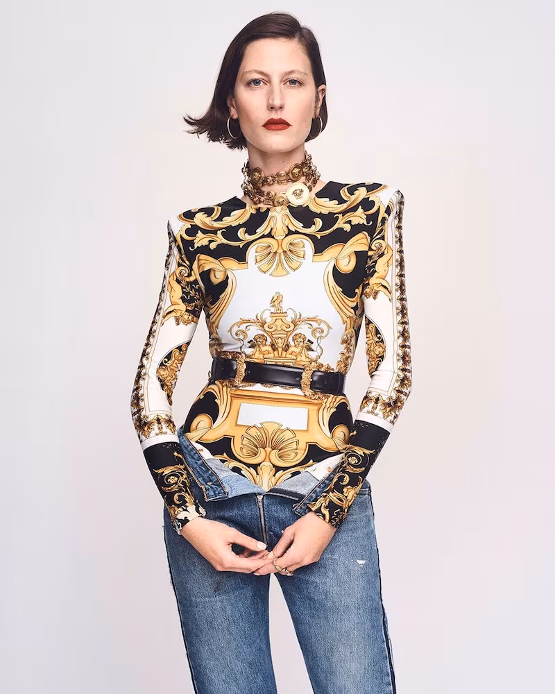 Versace Baroque-Print Long Sleeve Top