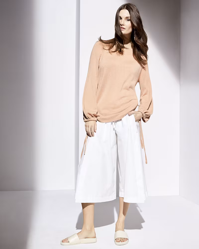 Vince Cashmere Scrunch-Sleeve Pullover Top