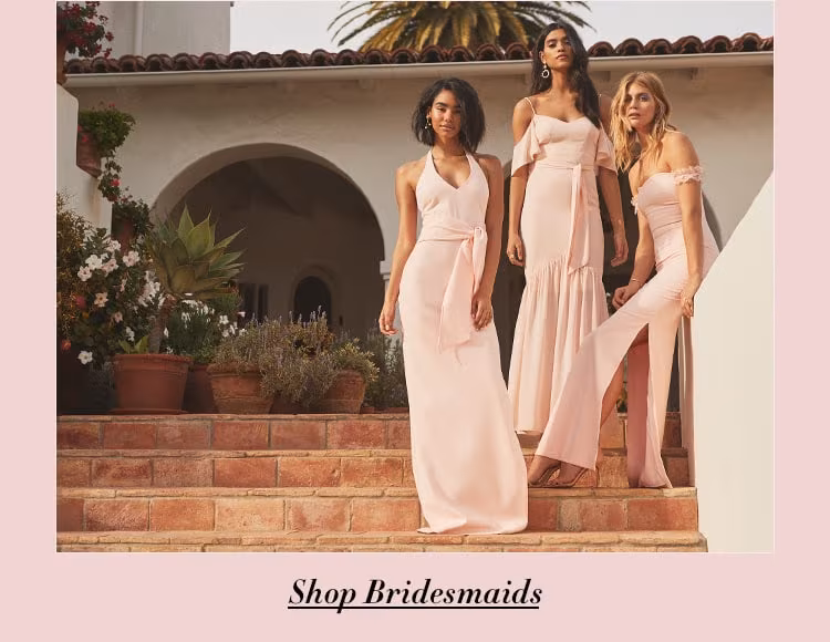 Introducing: Likely x REVOLVE bridesmaid capsule. Five exclusive styles in blush tones, black &amp; white to fit any wedding palette. Shop Bridesmaids.