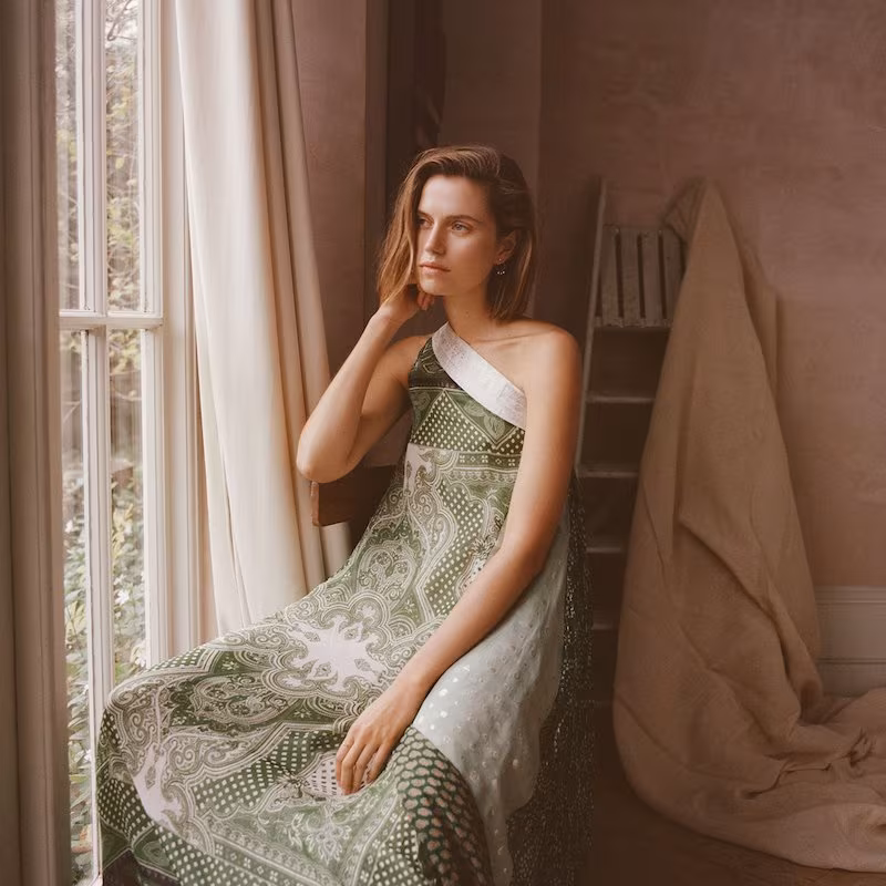 Etro Draped One-Shoulder Silk Dress