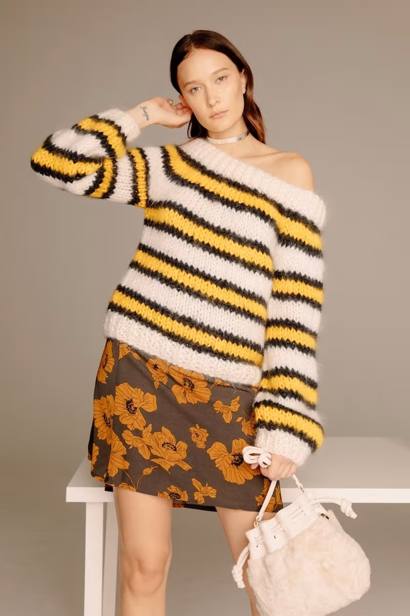 Ganni Julliard Mohair Off-Shoulder Sweater