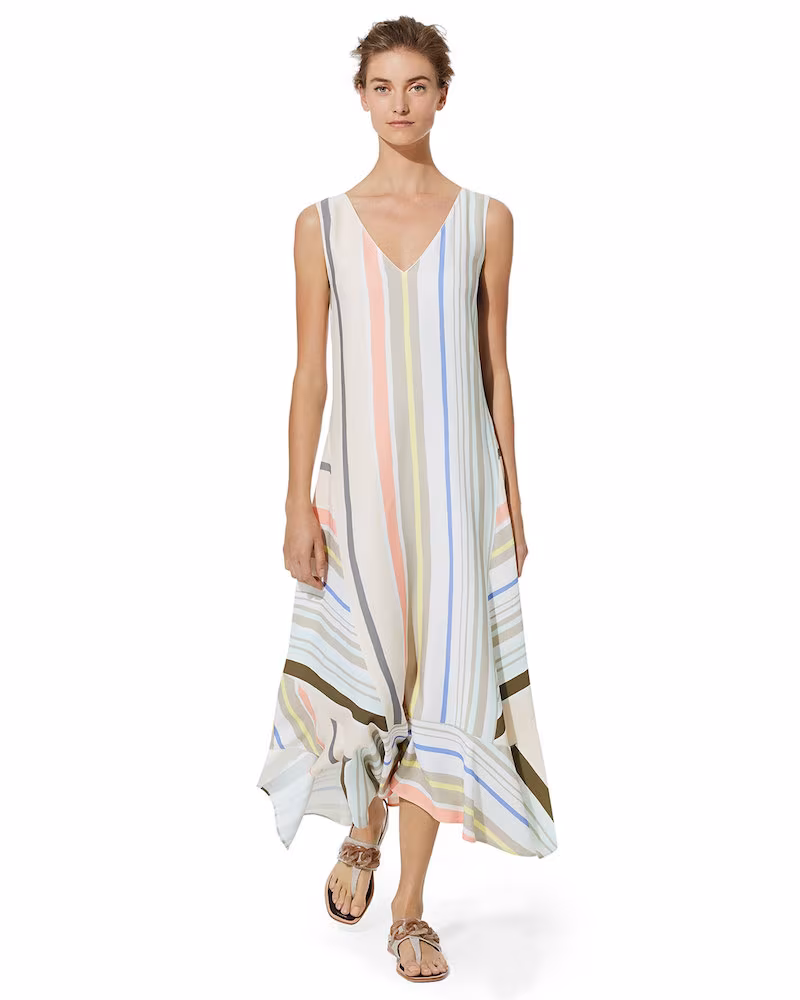 Lafayette 148 New York Isla Mesa Stripe V-Neck Dress