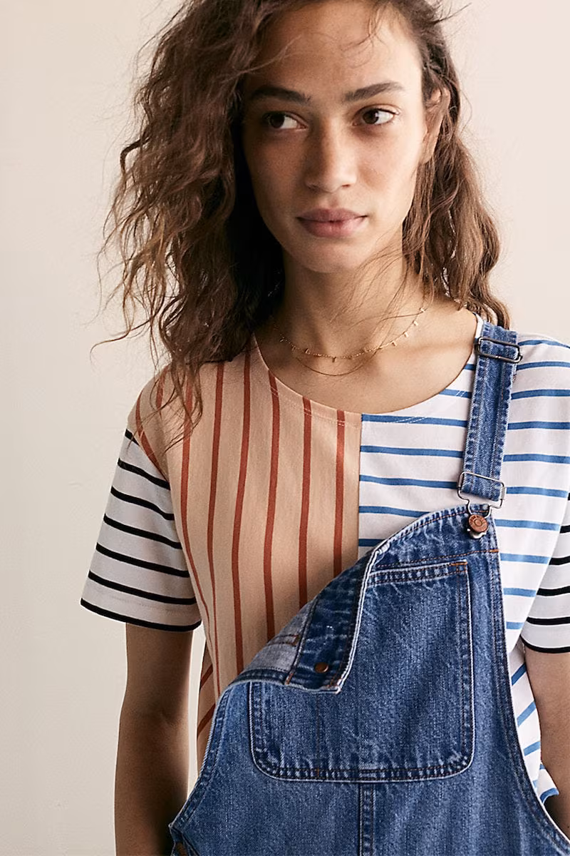 Madewell Easy Crop Tee in Stripe Mix