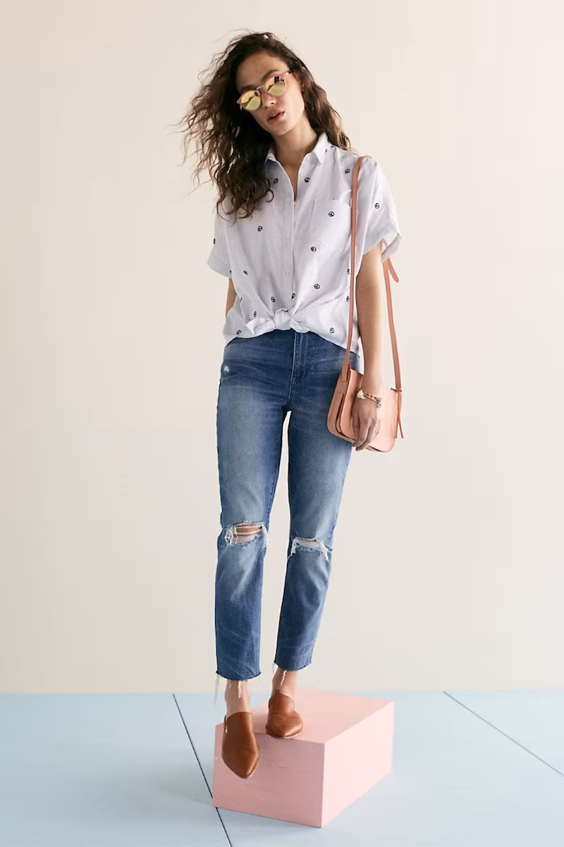 Madewell The High-Rise Slim Boyjean: Knee-Rip Edition