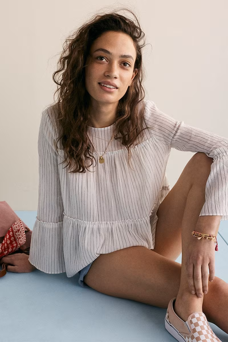 Madewell Tiered Top in Haysboro Stripe